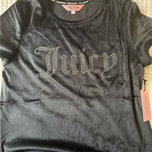 Juicy Couture Black Tee with Rhinestone Detail